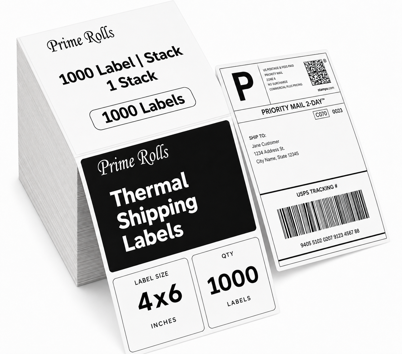 Prime Rolls 4x6 Fanfold Direct Thermal Shipping Labels – 1000 Count (Pack of 1)