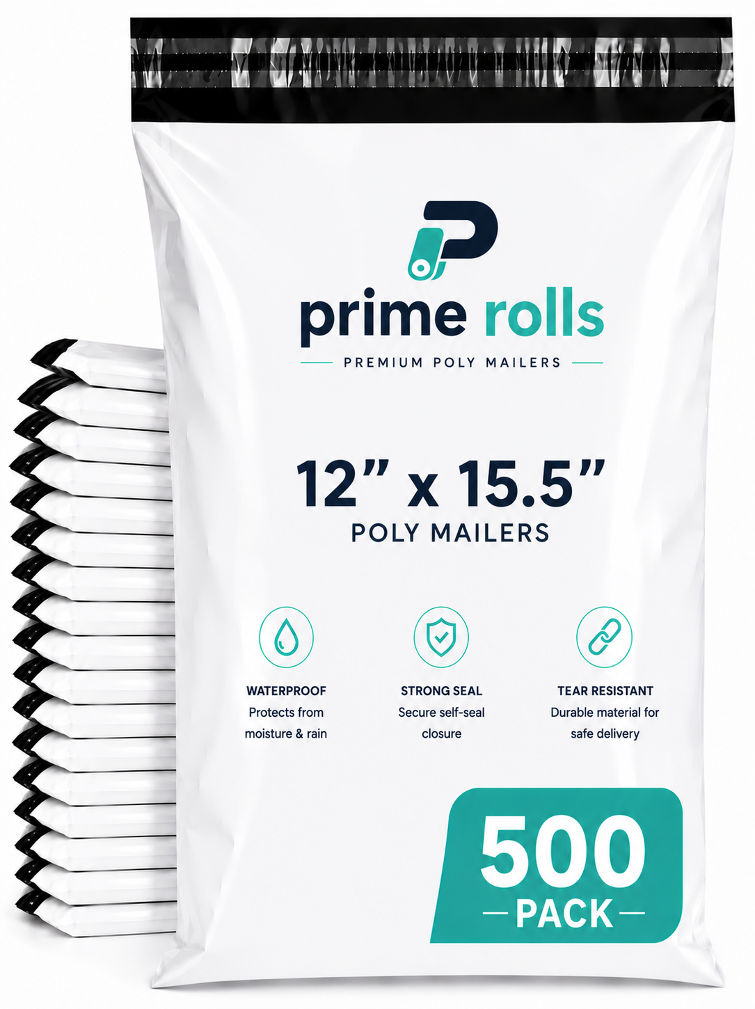 Prime Rolls Poly Mailers 12" x 15.5" – Self-Sealing