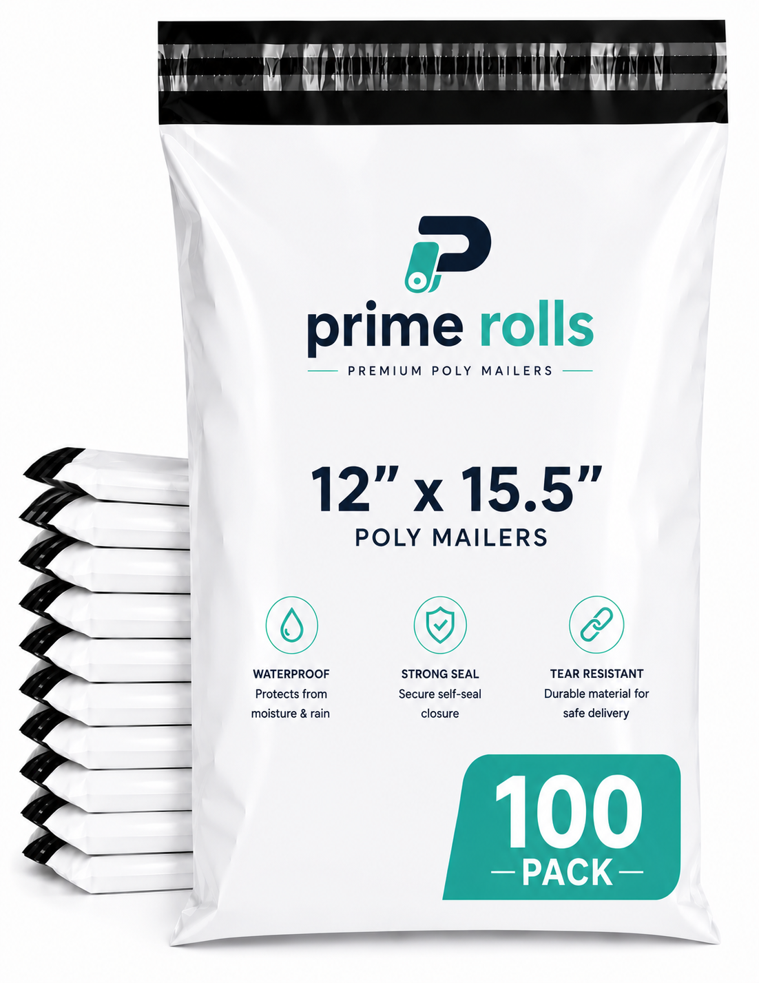 Prime Rolls Poly Mailers 12" x 15.5" – Self-Sealing