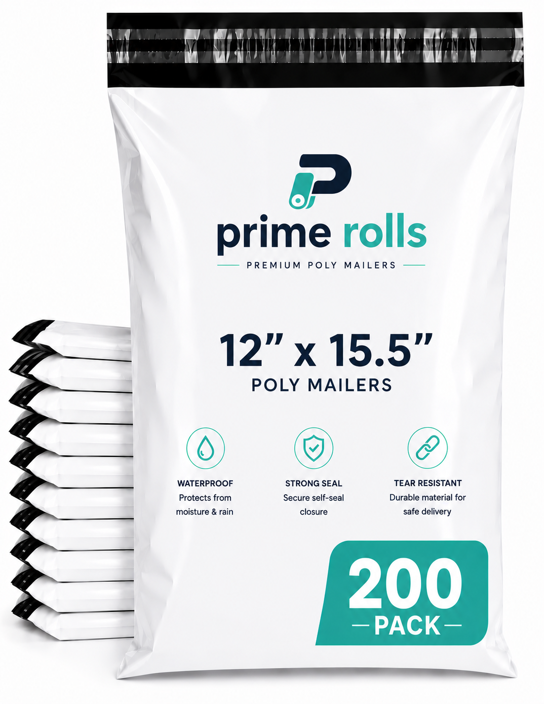 Prime Rolls Poly Mailers 12" x 15.5" – Self-Sealing