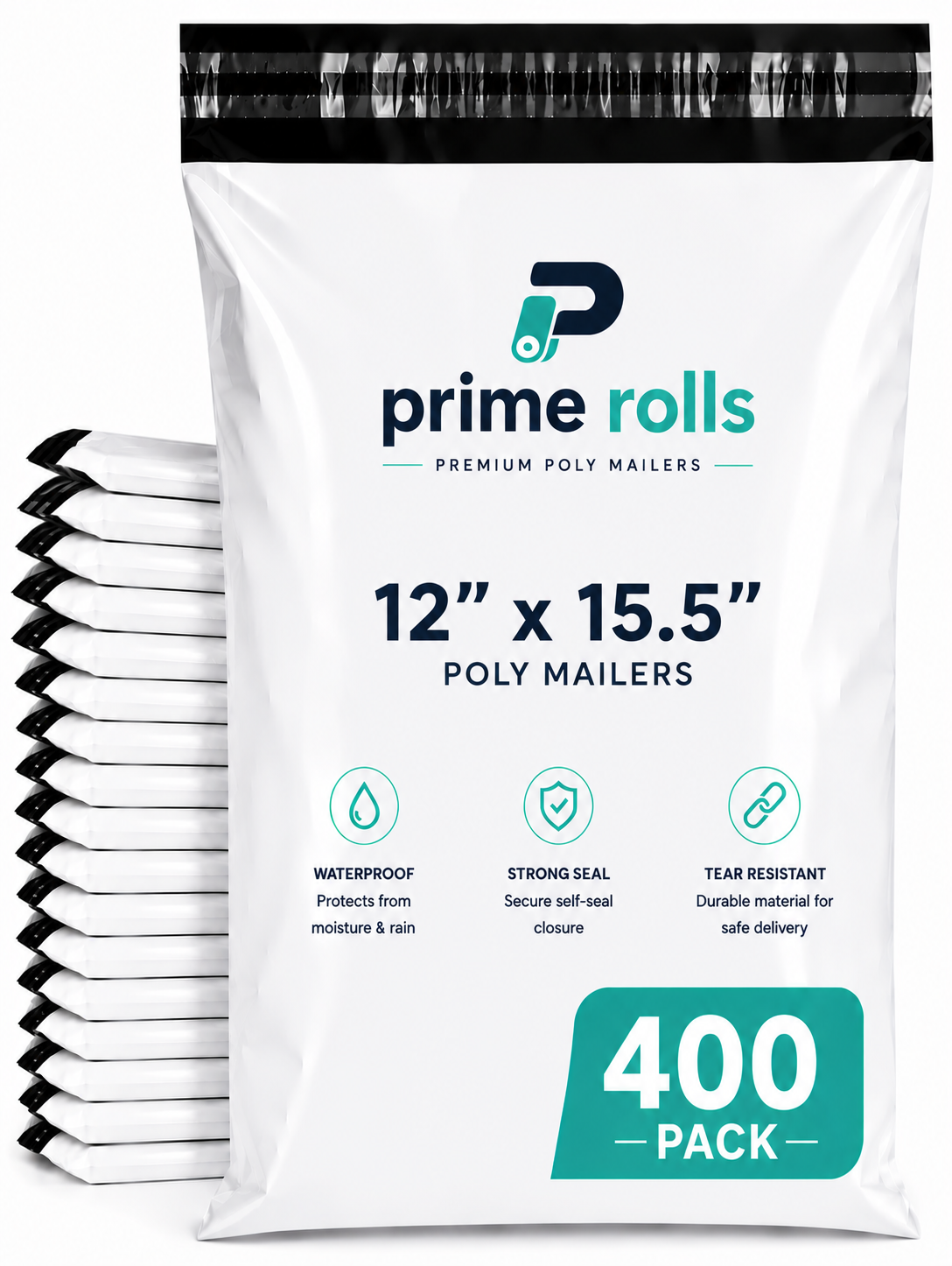 Prime Rolls Poly Mailers 12" x 15.5" – Self-Sealing