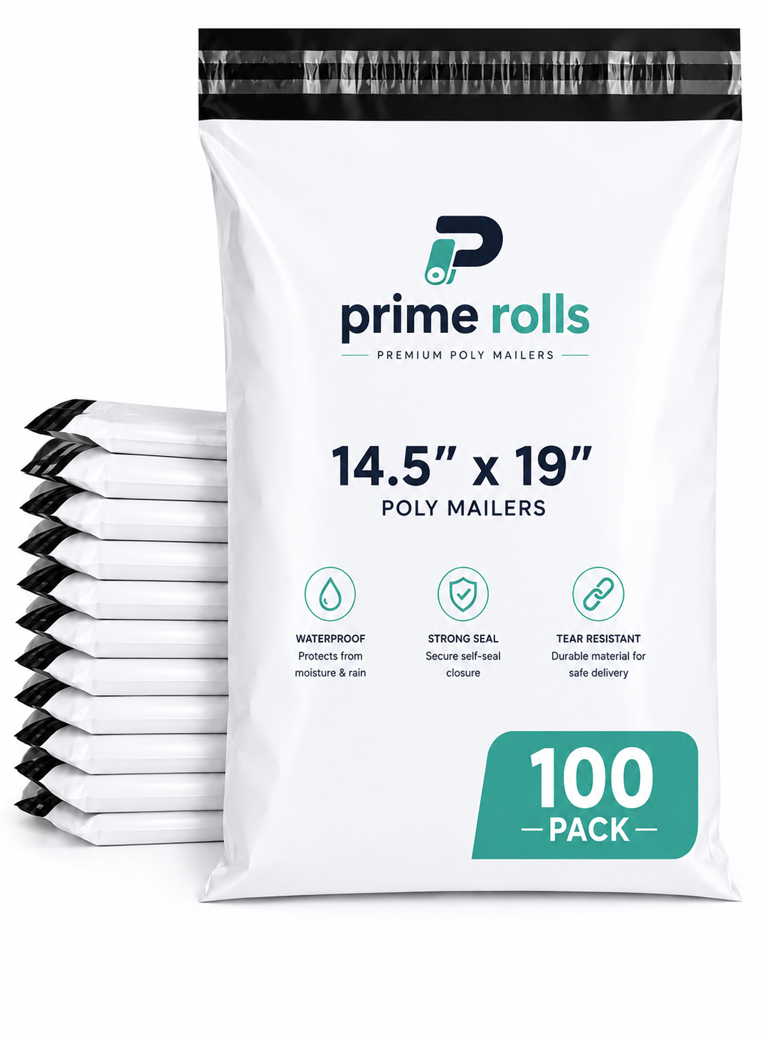 Prime Rolls Poly Mailers 14.5" x 19" – Self-Sealing