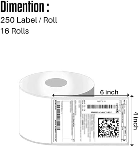 Prime Rolls 4x6 Direct Thermal Shipping Labels – 4000 Count (Pack of 16)