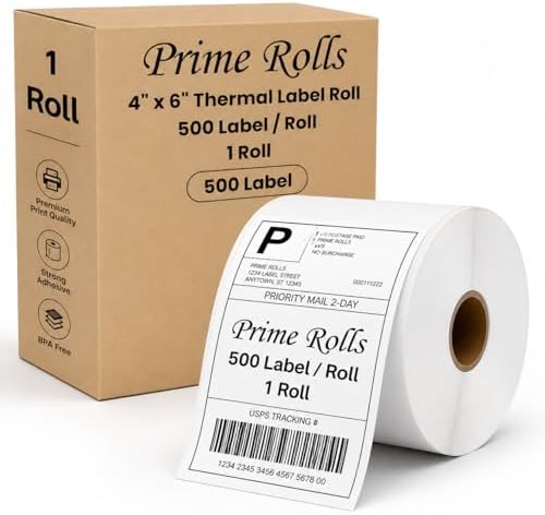 Prime Rolls 4x6 Direct Thermal Shipping Labels – 500 Count (Pack of 1)