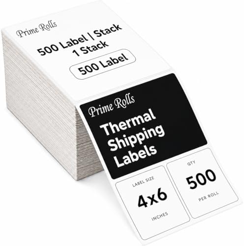 Prime Rolls 4x6 Fanfold Direct Thermal Shipping Labels – 500 Count (Pack of 1)