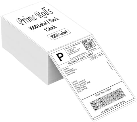 Prime Rolls 4x6 Fanfold Direct Thermal Shipping Labels – 1000 Count (Pack of 1)