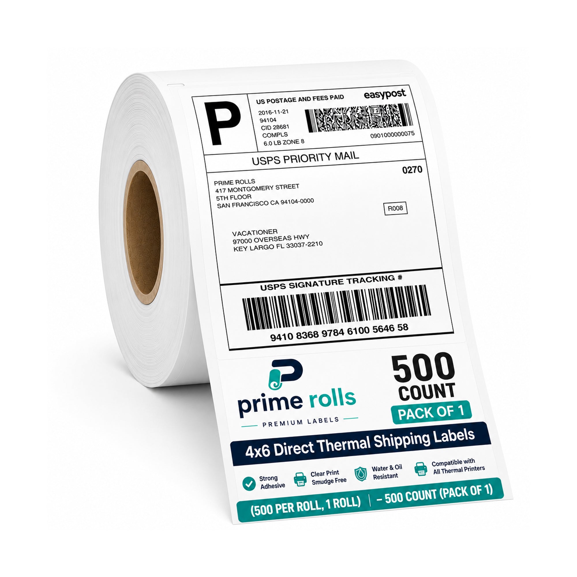 Prime Rolls 4x6 Direct Thermal Shipping Labels – 500 Count (Pack of 1)
