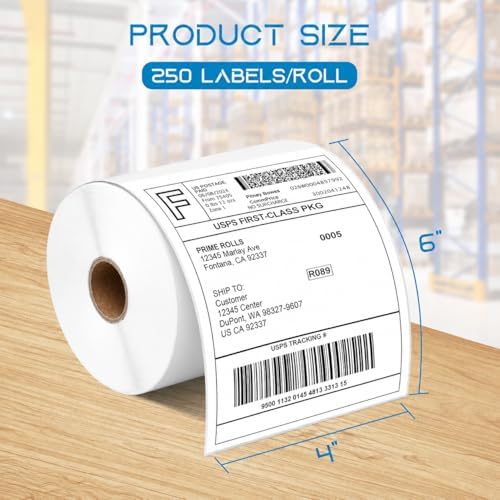 Prime Rolls 4x6 Direct Thermal Shipping Labels – 2500 Count (Pack of 10)
