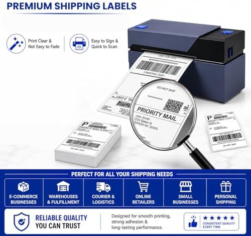 Prime Rolls 4x6 Fanfold Direct Thermal Shipping Labels – 500 Count (Pack of 1)