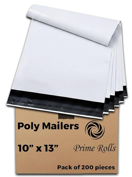 Prime Rolls Poly Mailers 10" x 13" – Self-Sealing