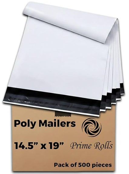 Prime Rolls Poly Mailers 14.5" x 19" – Self-Sealing